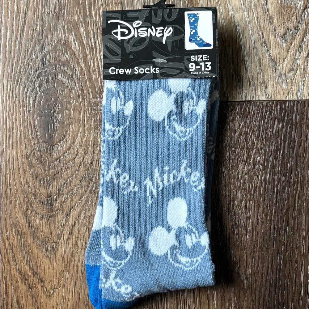 Disney Blue and White Mickey Mouse Crew Socks NWT